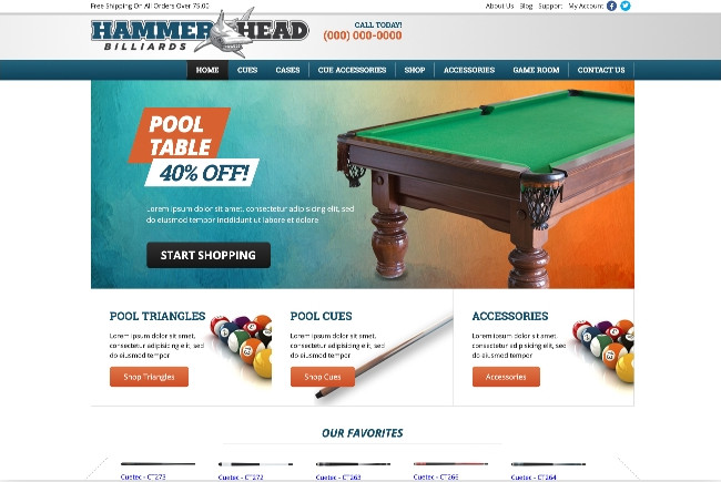 HammerHead Billiards eCommerce Site